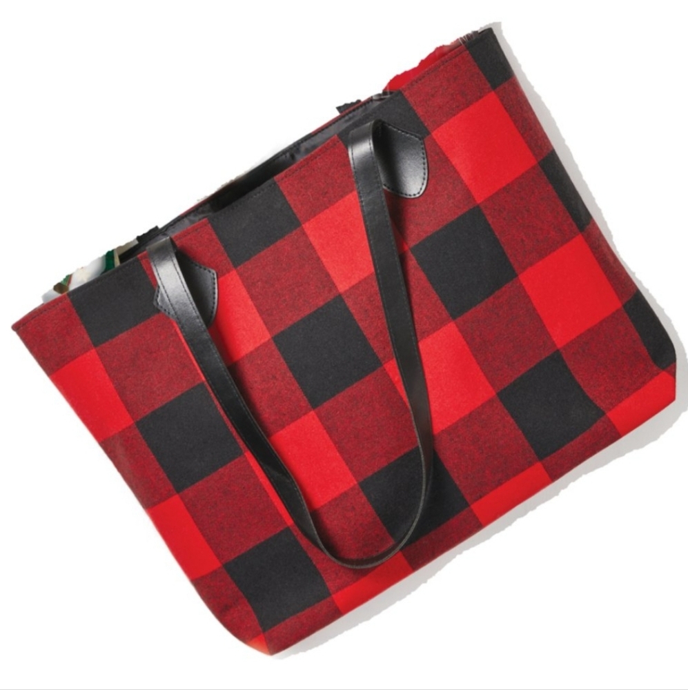 Buffalo Checked Flannel Tote Bag Yankee Candle Red/Black BNWT 2024 RETIRED